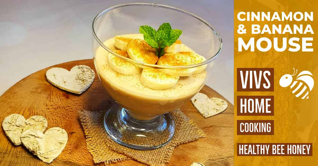 Cinnamon and banana mouse healthy bee honey and tea