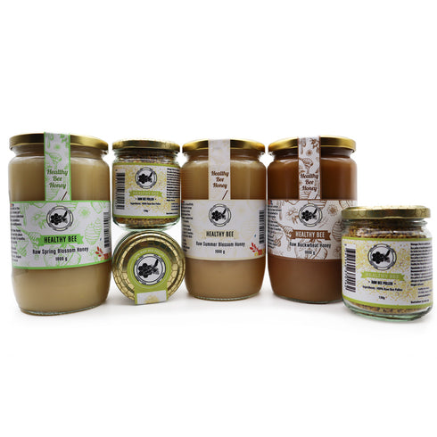 Raw honey beekeeper bundle with bee pollen