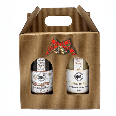Christmas Bow | Gift Box with Handle for Honey Jars | Healthy Bee Ireland
