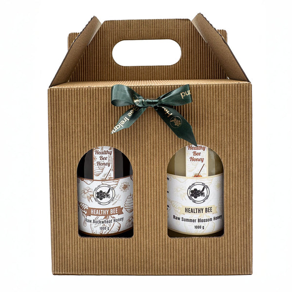 Healthybee Bow | Gift Box with Handle for Honey Jars | Healthy Bee Ireland