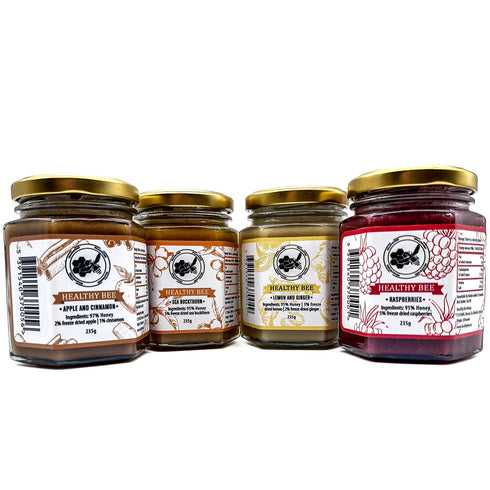 Honey | Apple & Cinnamon | Sea Buckthorn | Lemon & Ginger | Raspberries | Healthy Bee Ireland