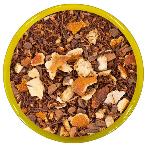 A pure Rooibos tea with orange- and cinnamon pieces.